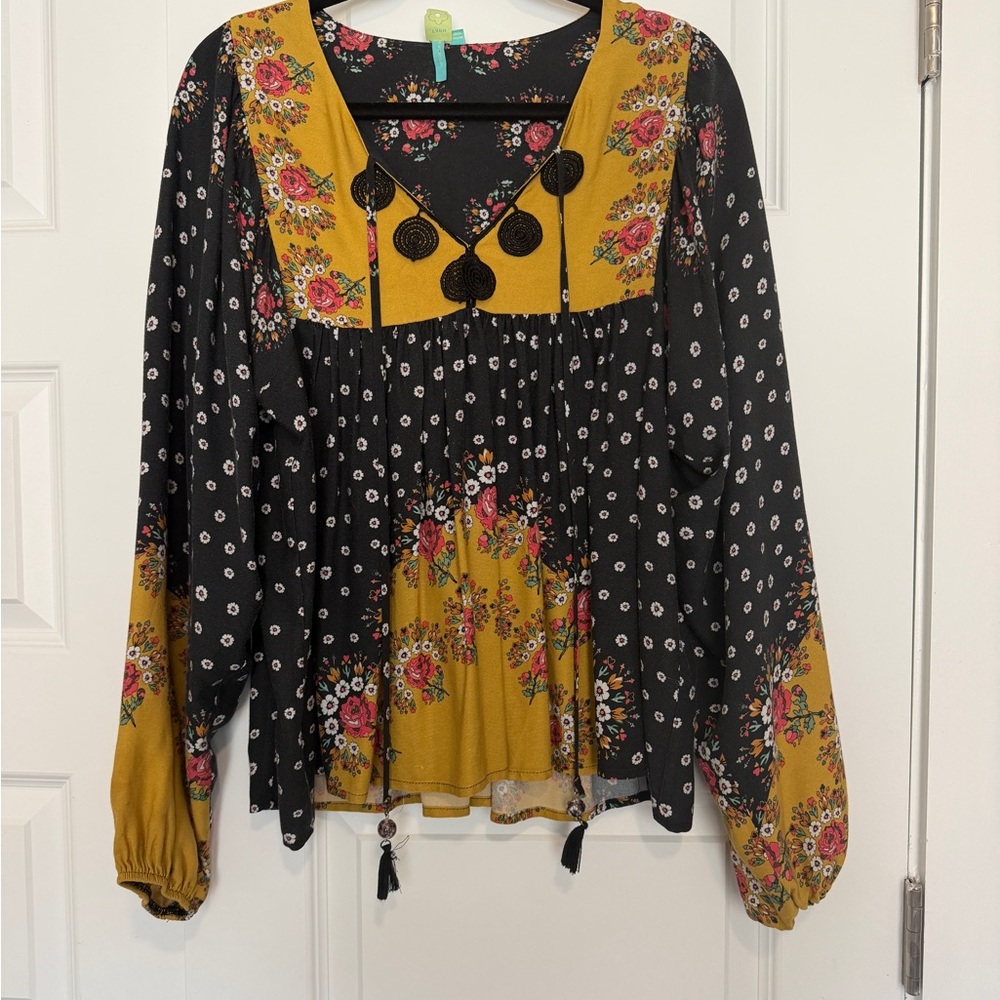 Anthropologie x Farm Rio INTARSIA Small Pullover Boho Blouse - Picture 2 of 12